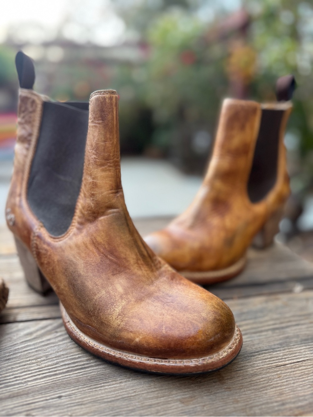 Bed Stu Distressed Chestnut Leather Chelsea Boots